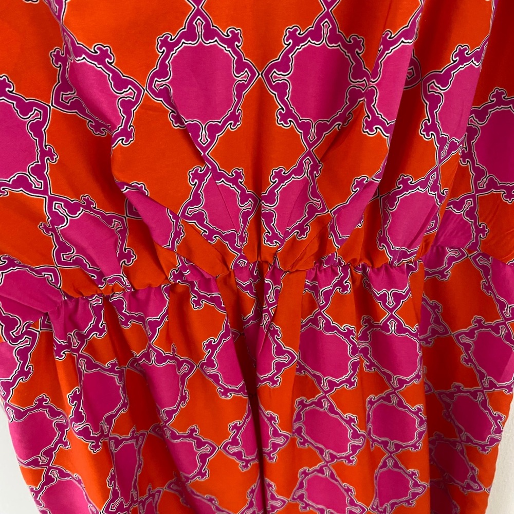 Banana Republic Orange Pink Geometric Maxi Dress Sleeveless V-Neck Size 10 - Picture 10 of 11
